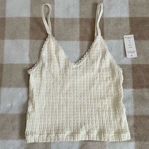 Pink Rose Chic Cream Textured Camisole Crop Top NWT XS/S
